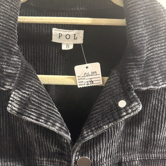 POL Black/ Gray Corduroy Jacket Cropped Frey Hem Distressed NWT - Picture 3 of 6